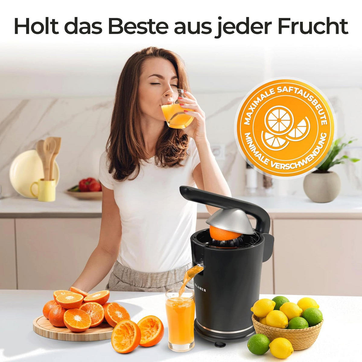 SAFTPRESSE Schwarz Zitruspresse - Schwarz, Kunststoff (15.5/29/25cm) - KLAMER