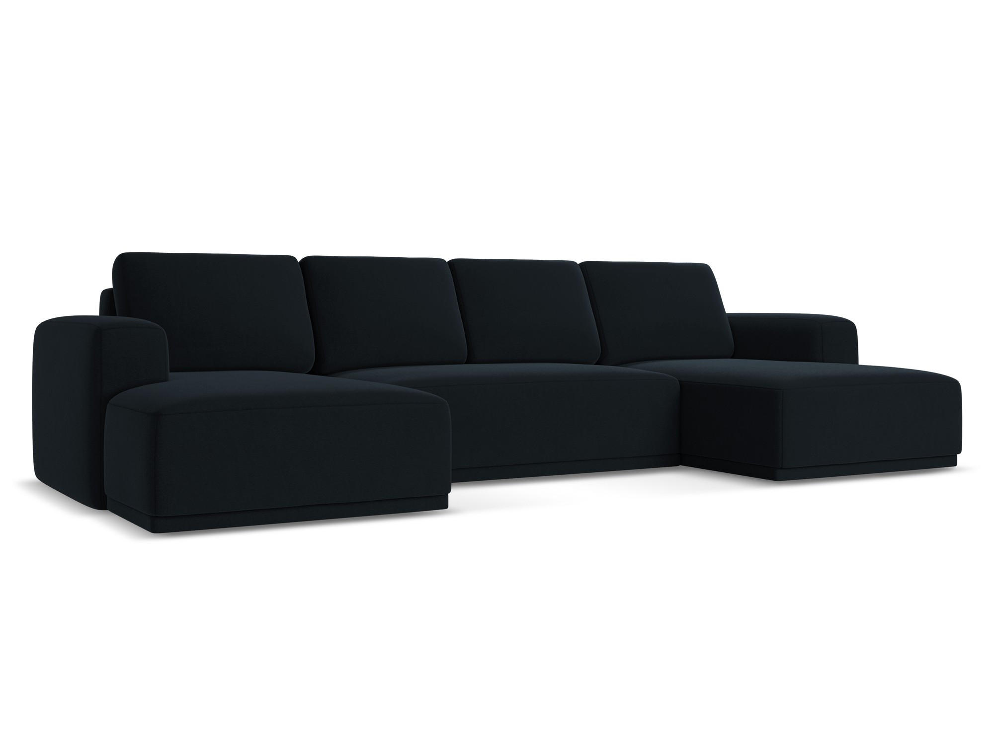 WOHNLANDSCHAFT Samt Stoff Blau - Blau/Schwarz, Kunststoff/Textil (333/91/160cm) - Makamii