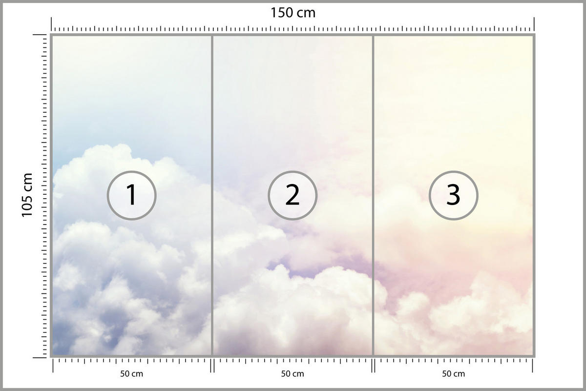 FOTOTAPETE für Schlafzimmer Blau Rosa Himmel Wolken 150x105 - Blau/Beige, Papier (150/105cm) - Muralo