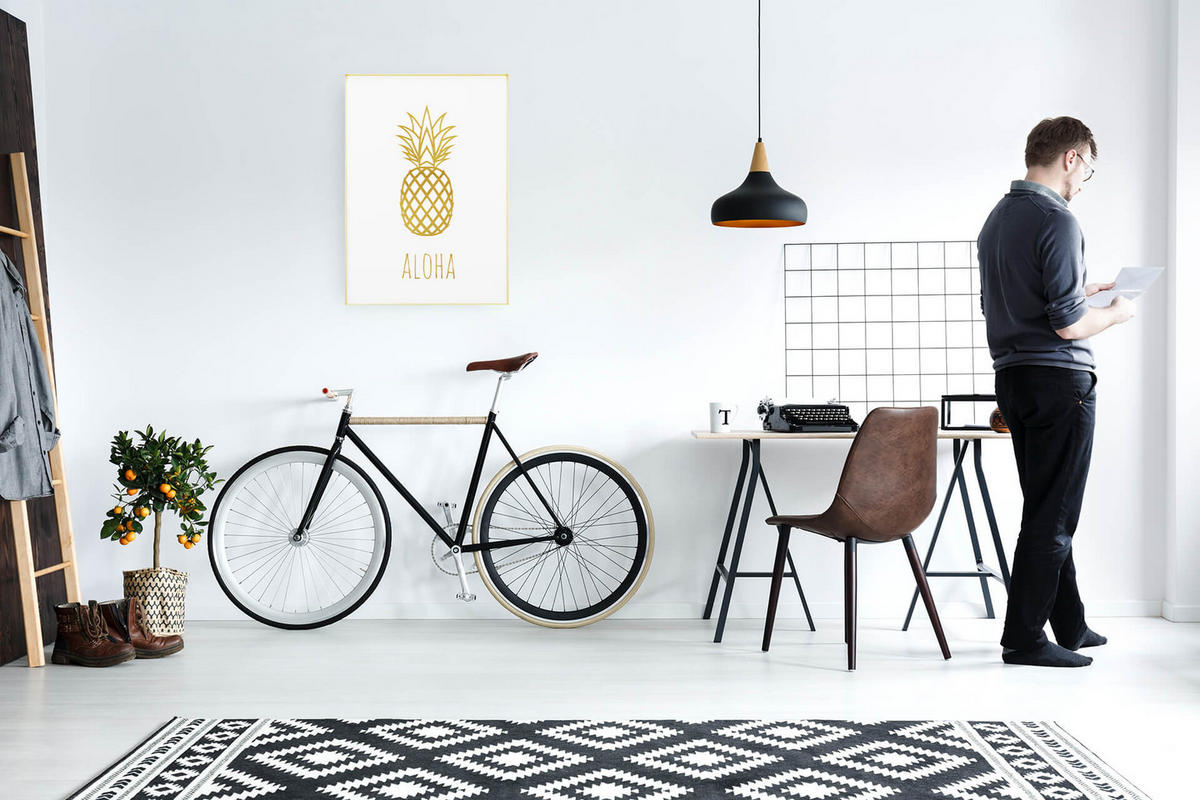 WANDBILD Gold 50/70 cm - Goldfarben/Weiß, Glas (1.8/70cm) - KUNSTLOFT
