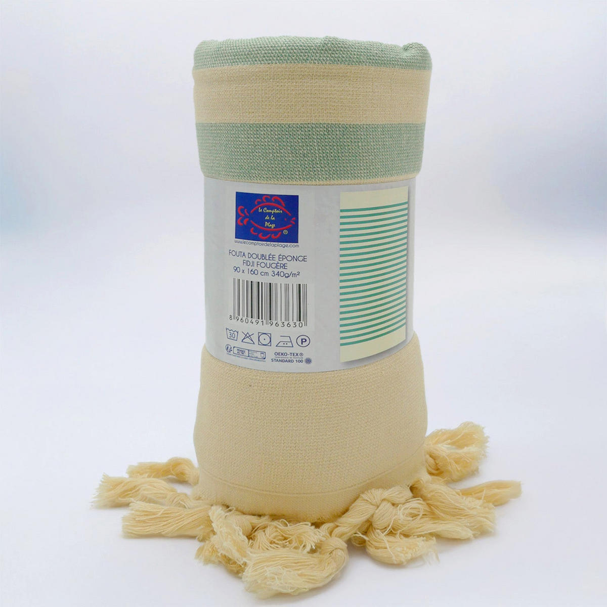 HAMAMTUCH mit Frottee-Fütterung Grün 90x160 340g/m² - Fidji Farn - Grün, Textil (160/90cm) - LE COMPTOIR DE LA PLAGE
