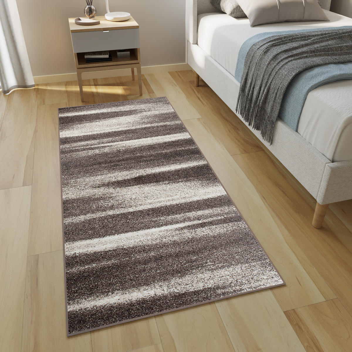 TEPPICHLÄUFER SARI hellbraun abstrakt 100/500 cm - Hellbraun, Textil (100/500cm) - Tapiso