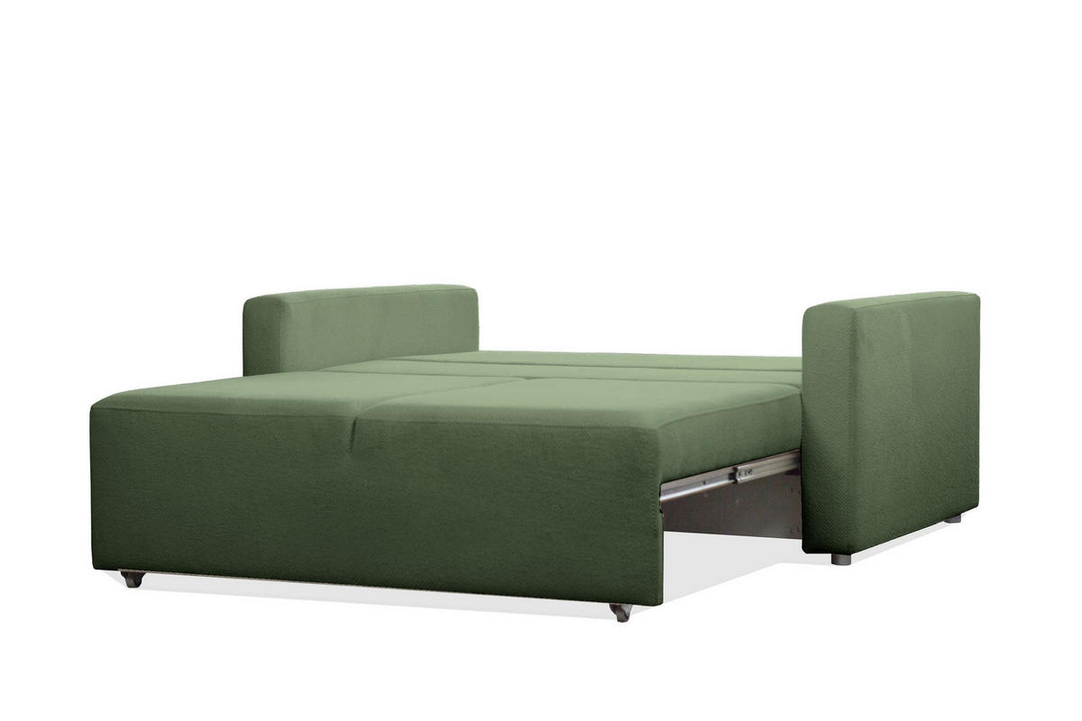 SOFA Mira Grün, Zweisitzer Sofa, mit Schlaffunktion - Grün, Holzwerkstoff/Textil (170/99/114cm) - Bettso