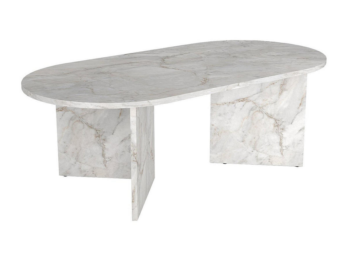 COUCHTISCH - Marmor-Optik Weiß - TOPANIA - Weiß, Holz (60/120/39.6cm) - Vente-Unique