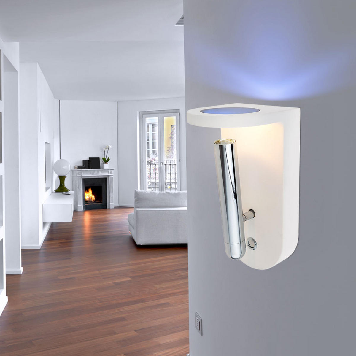 LED WANDLEUCHTE Christine Weiß - Weiß, Metall (10.5/22/12cm) - Globo Lighting