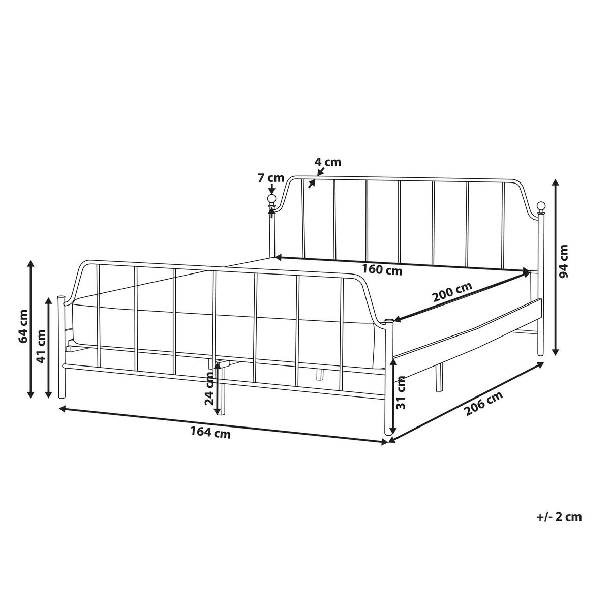 BETT mit Lattenrost 160x200 cm Schwarz Mauressac - Schwarz, Metall (160/200cm) - Beliani
