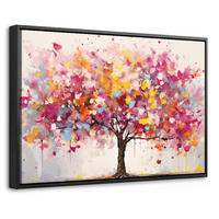 LEINWAND Bilder mit Rahmen - Aquarell - Baum - Kunst - Abstrakt - 30x20 - Multicolor, Textil (30/20cm) - MuchoWow