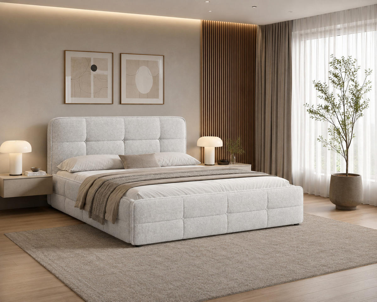 POLSTERBETT 17 140 x 200 cm – Aragon – Bett mit Federmechanismus und Stauraum - Weiß, Holz (140/200cm) - ROYAL24_MARKT