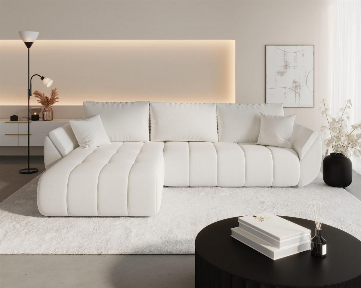 ECKSOFA Misato In Wind - Weiß, Holzwerkstoff/Textil (175/280cm) - Fun Möbel