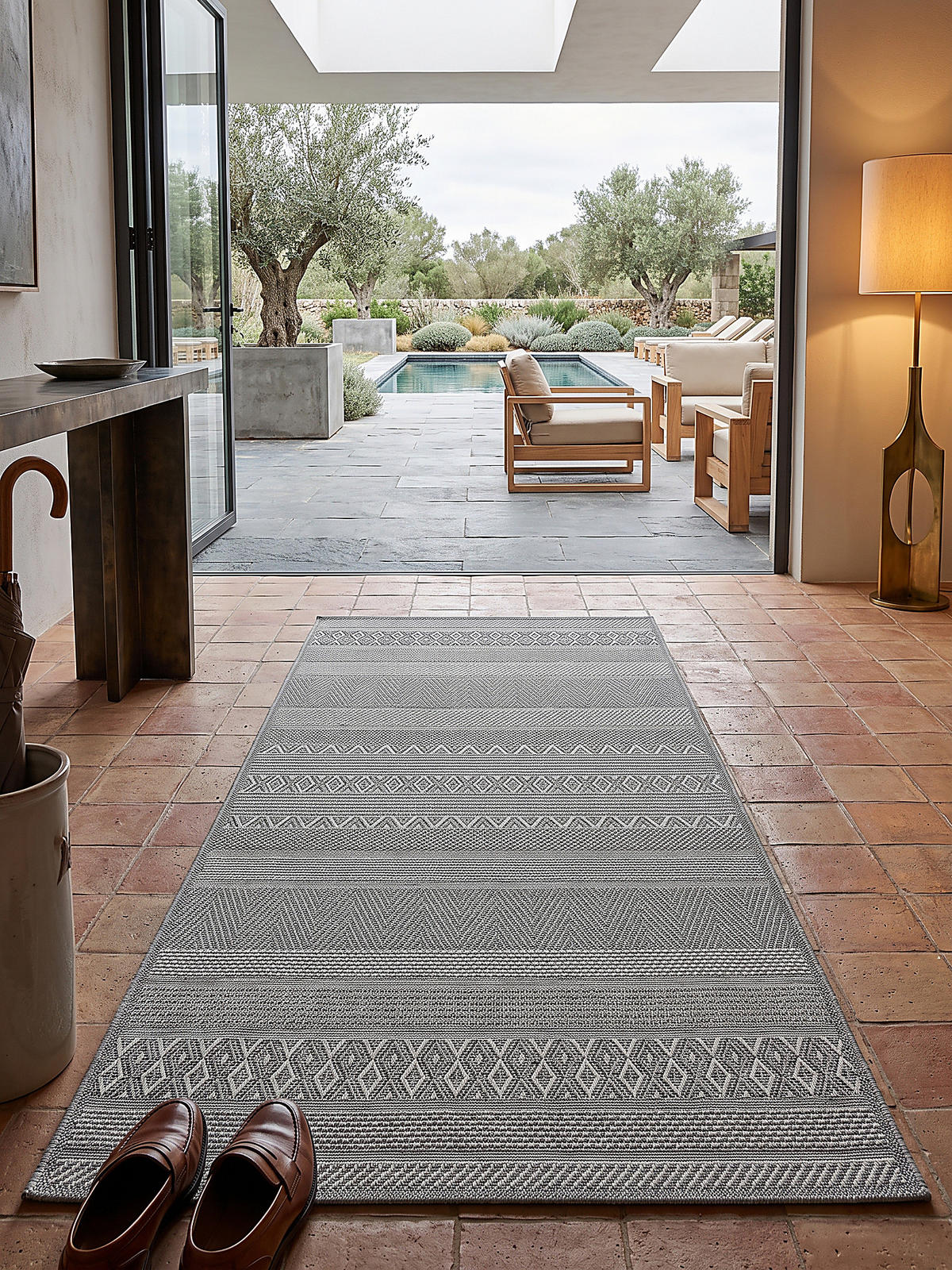 TEPPICH Flachgewebe ESERA Gestreift Polypropylen Grau 80 x 150 cm - Grau, Textil (80/150cm) - KADIMA DESIGN