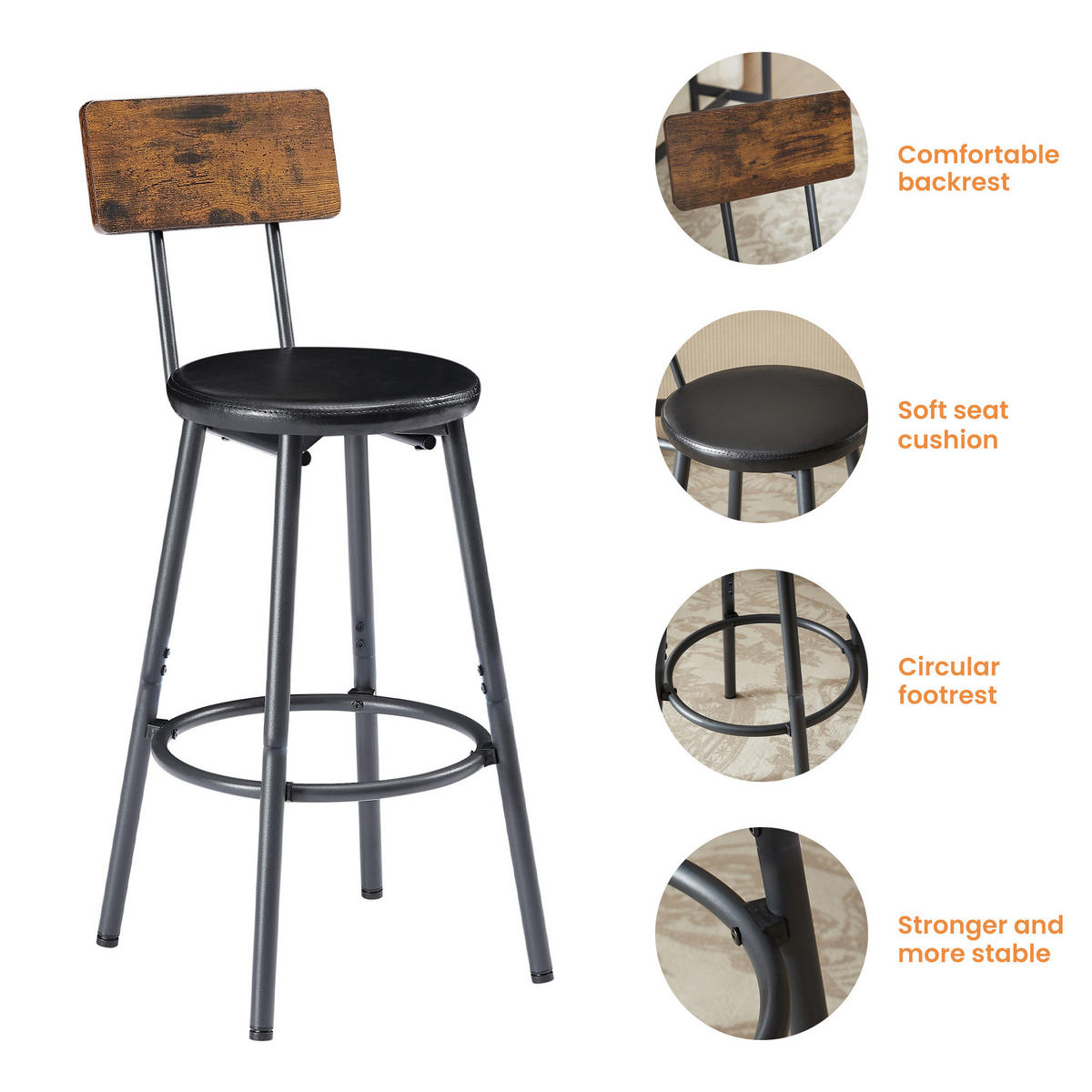 BARTISCH-SET DE-39321 3-teilig mit PU-Barhockern Braun - Braun, Holzwerkstoff (160/94.5/40cm) - ComfortXL