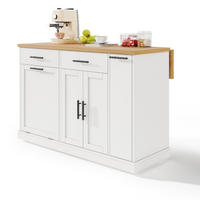 KÜCHENINSEL auf Rollen, KLAPPBARE ARBEITSPLATTE, INTEGRIERTER MÜLLSCHRANK, MDF Holzoptik, Küche, 120/70/93 cm - Weiß, Kunststoff (70/93.5/120cm) - Rolipo