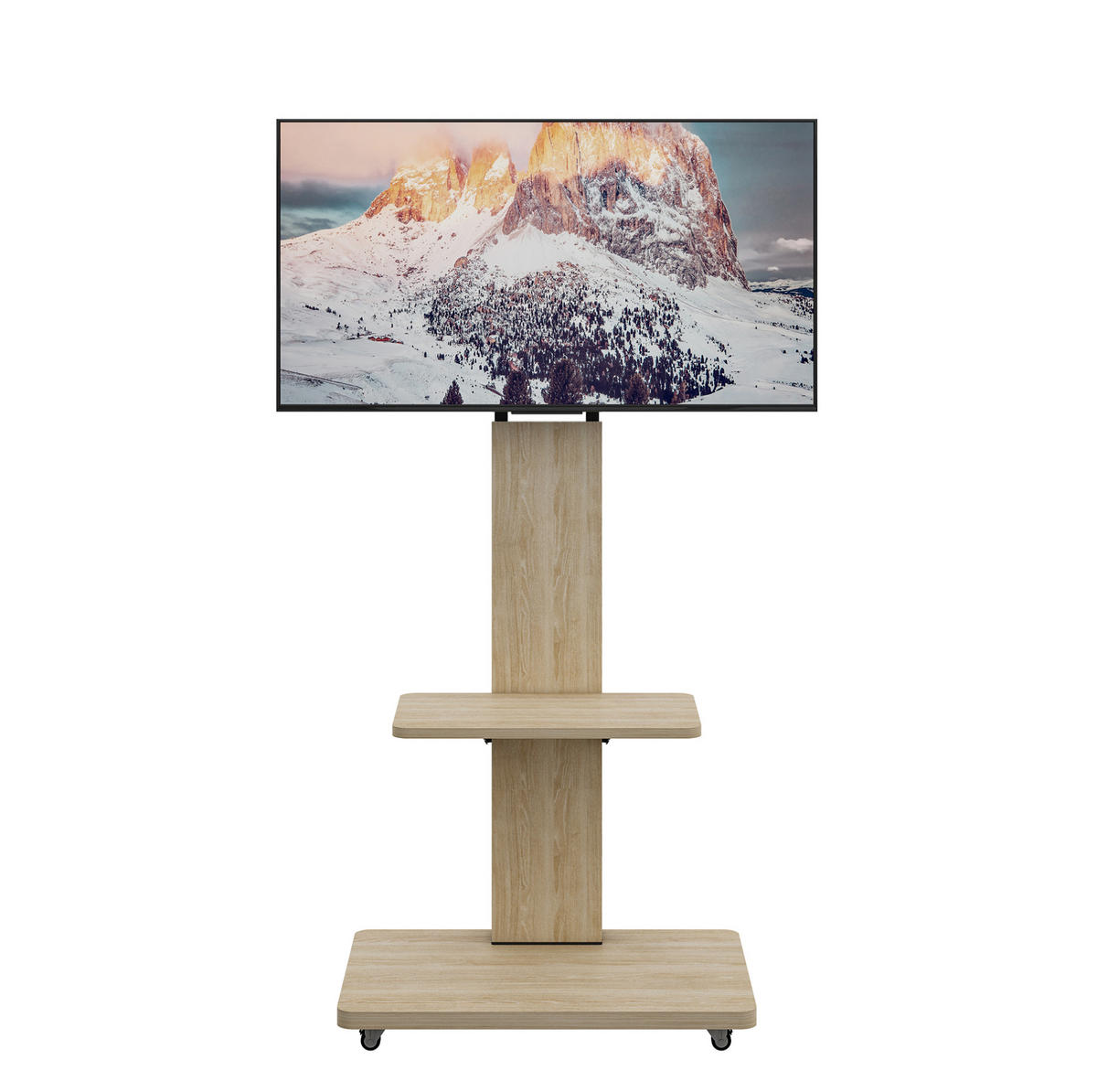 TV-STÄNDER aus MDF und Metall 60x40x150 cm Naturfarben höhenverstellbar mit Rollen und schwenkbarer Halterung - Hellbraun, Holzwerkstoff (60/150/40cm) - Modfu