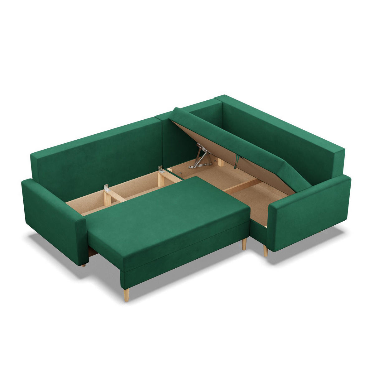 ECKSOFA LINKS MIT SCHLAFFUNKTION BLANK, Grün - Grün, Textil (223/175cm) - Mebligo