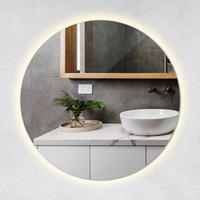 LED SPIEGEL 90 cm Runder Neutralweiß 4000K - Blaugrau, Glas (90/90/2.4cm) - TULUP