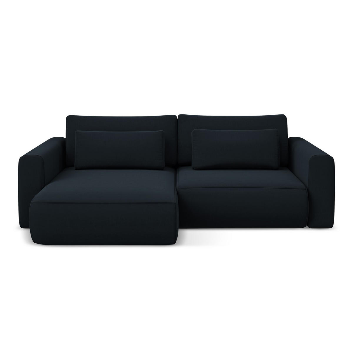 ECKSOFA mit Schlaffunktion Samt Stoff Blau - Blau/Schwarz, Kunststoff/Textil (149/240cm) - LaMiaSofa