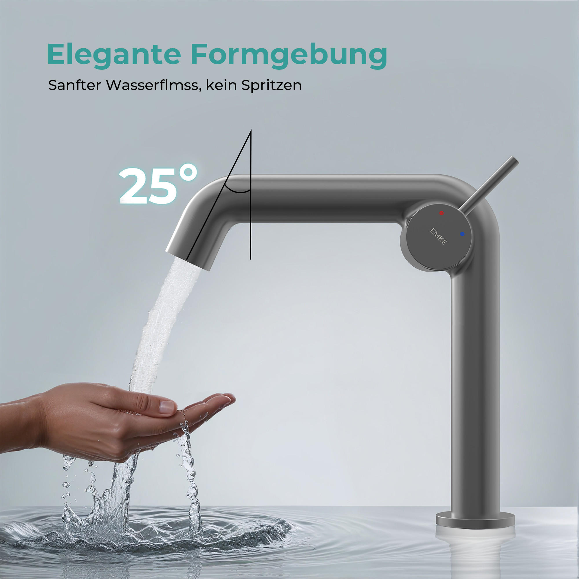 WASCHTISCHARMATUR Ventilkernzertifizierung Anthrazit Matt 15cm - Anthrazit, Metall (20/7.6/22.2cm) - EMKE