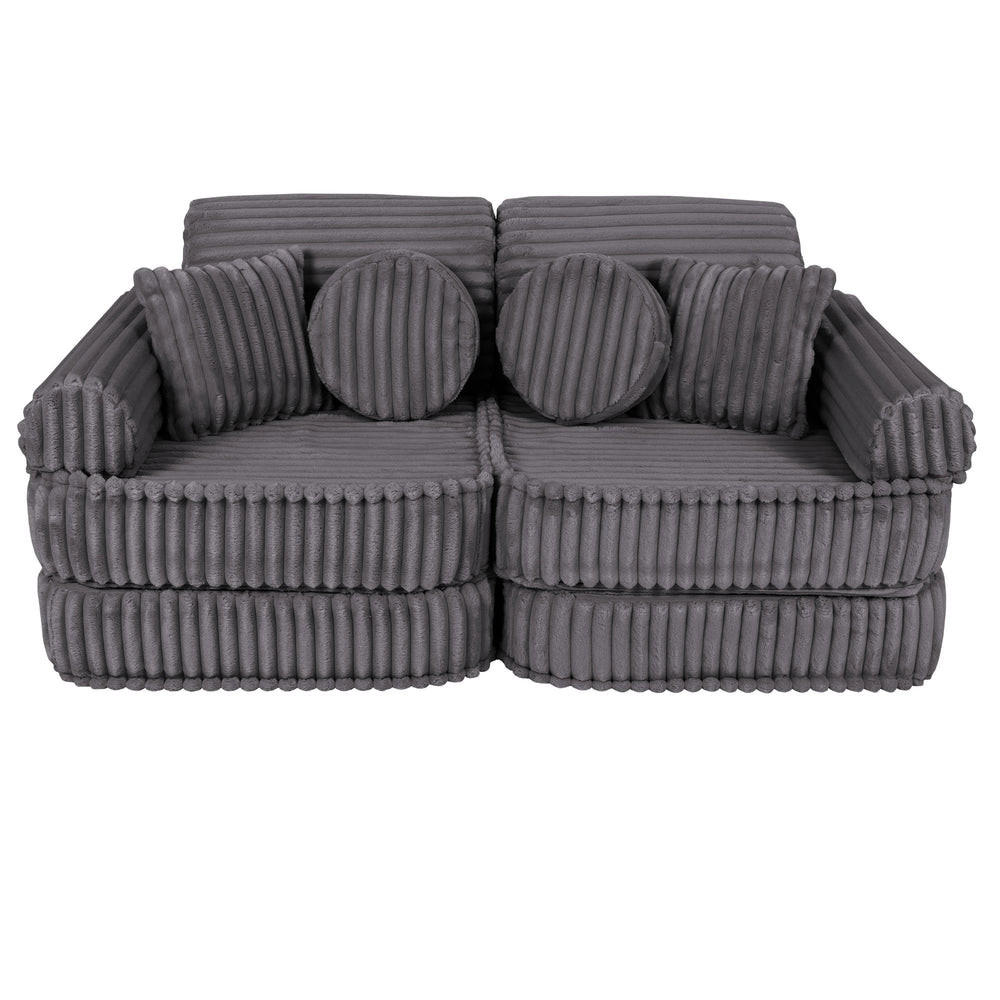 KINDERSOFA, Pocket Basic, Churros, Taubengrau - Graphitfarben, Textil (120/25/60cm) - MeowBaby
