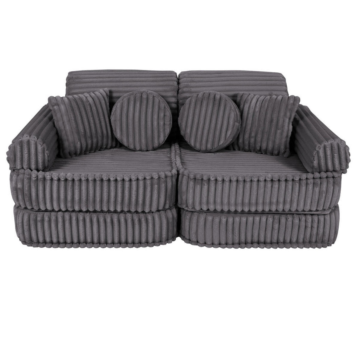KINDERSOFA, Pocket Basic, Churros, Taubengrau - Graphitfarben, Textil (120/25/60cm) - MeowBaby