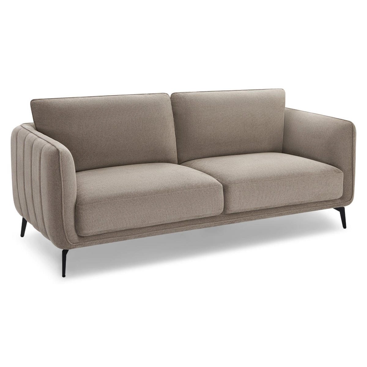 DREISITZER-SOFA Webstoff Beige - Beige/Schwarz, Textil/Metall (197/85/85cm) - Furnhouse