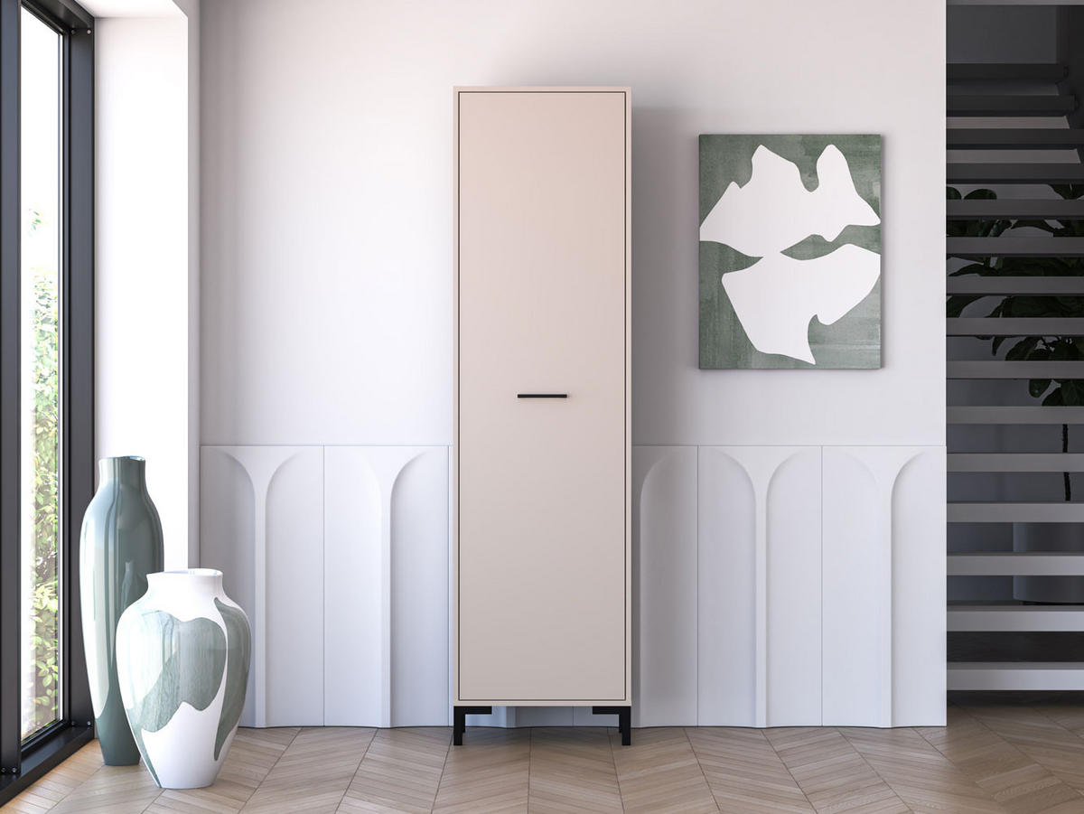 GARDEROBENSCHRANK Oiven Cashmere 55 / 34 / 200cm - Kaschmir/Creme, Holz/Holzwerkstoff (55/200/34cm) - Feldmann-Wohnen