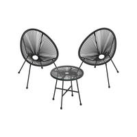 GARTENSTUHL 3ER-SET - Schwarz, Metall (65/77/64cm) - Hansiro