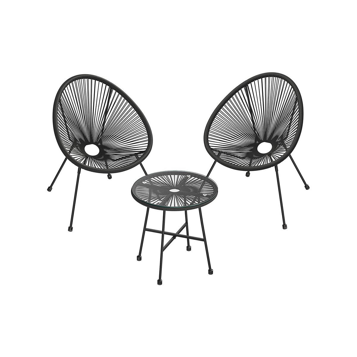 GARTENSTUHL 3ER-SET - Schwarz, Metall (65/77/64cm) - Hansiro