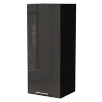 KÜCHENHÄNGESCHRANK W4/40 Essen Graphit Hochglanz / Schwarz Matt 40 / 32,5 / 96cm - Schwarz/Graphitfarben, Holz/Holzwerkstoff (40/96/32.5cm) - Feldmann-Wohnen