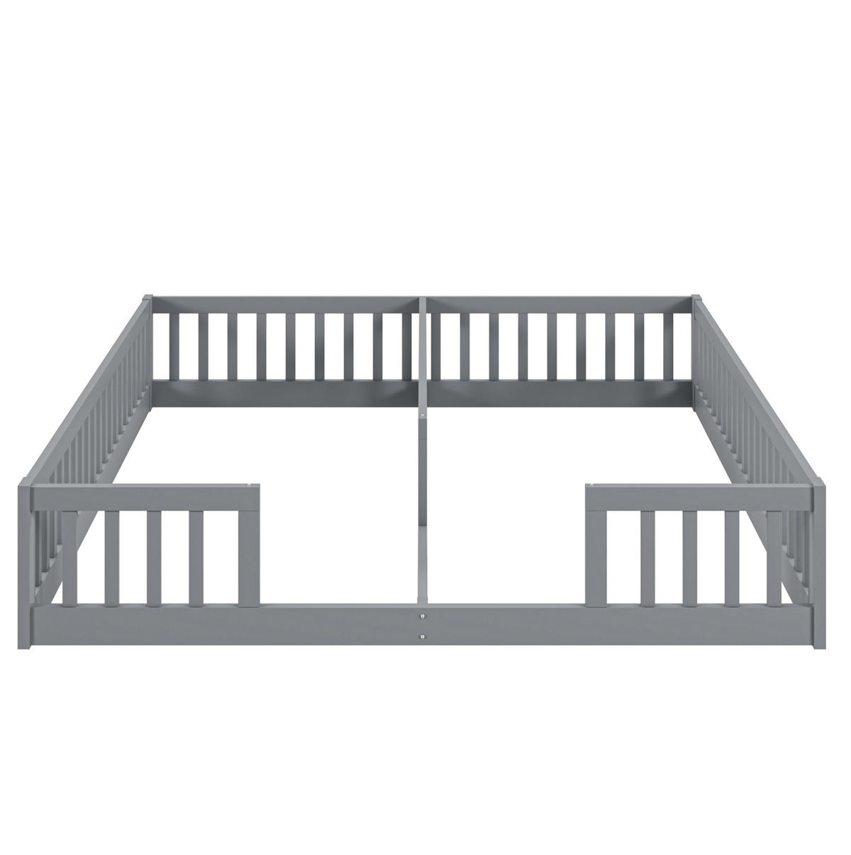 KINDERBETT 90/200 cm grau aus Kiefernholz und MDF mit Sicherheitsgitter - Grau, Holz (90/200cm) - OKMYHOME