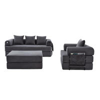 SOFA modular 3-tlg. 200 x 94 x 67 cm Cord Dark Gray - Dunkelgrau, Kunststoff (190/67/312cm) - Meubliv