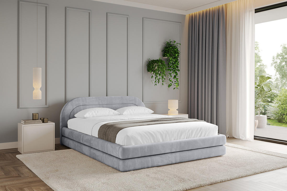POLSTERBETT mit Bettkasten und Lattenrost, Bett mit Matratze H3/H4 - LERIS-v1 160x200 Hellgrau - Hellgrau, Holzwerkstoff/Textil (160/200cm) - ALTDECOR