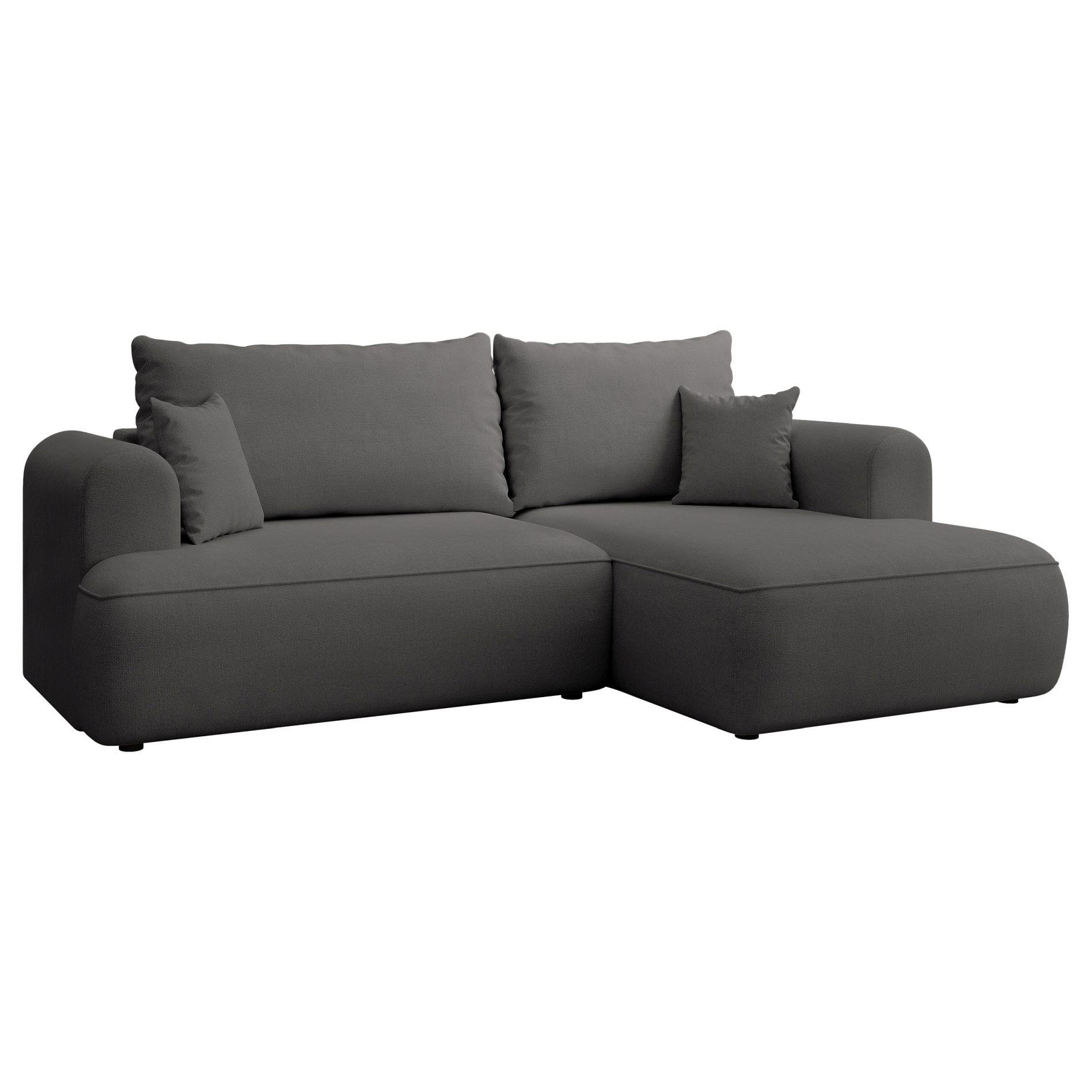 ECKSCHLAFSOFA Ovo Mini Dunkelgrau Easy-Clean-Chenille-Bezug - Dunkelgrau/Schwarz, Kunststoff/Textil (238/156cm) - Selsey