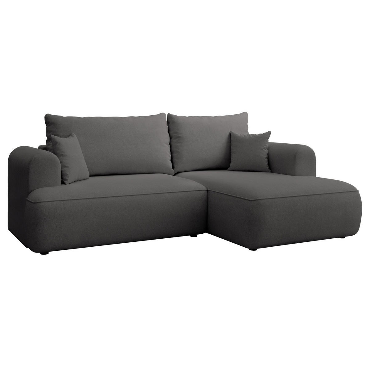 ECKSCHLAFSOFA Ovo Mini Dunkelgrau Easy-Clean-Chenille-Bezug - Dunkelgrau/Schwarz, Kunststoff/Textil (238/156cm) - Selsey