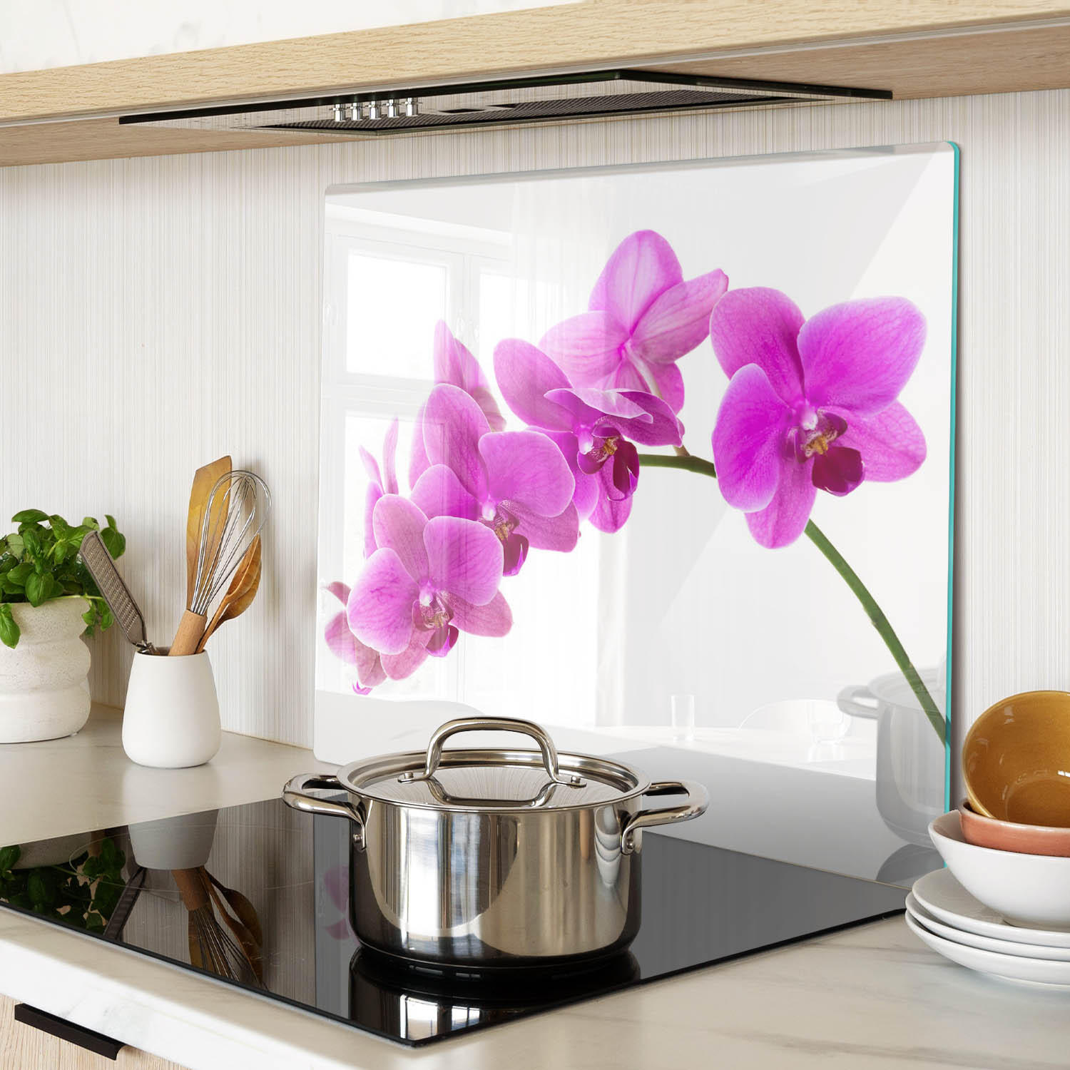 GLASPLATTE 60x52 cm Rosa Orchidee - Pink, Glas (60/0.4/52cm) - TULUP