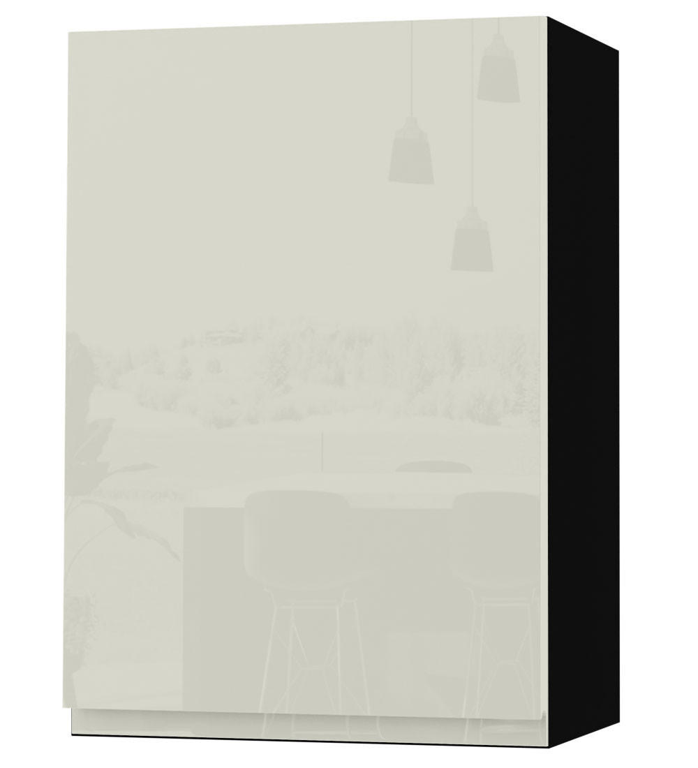 HÄNGESCHRANK Florence W2/50 Schwarz / RAL 1013 perlweiß HG 50 / 32,5 / 72cm - Türanschlag links - Weiß Hochglanz/Schwarz, Holz/Holzwerkstoff (50/72/32.5cm) - Feldmann-Wohnen