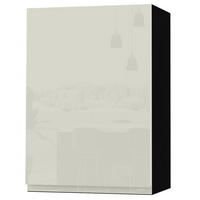 HÄNGESCHRANK Florence W2/50 Schwarz / RAL 1013 perlweiß HG 50 / 32,5 / 72cm - Türanschlag links - Weiß Hochglanz/Schwarz, Holz/Holzwerkstoff (50/72/32.5cm) - Feldmann-Wohnen