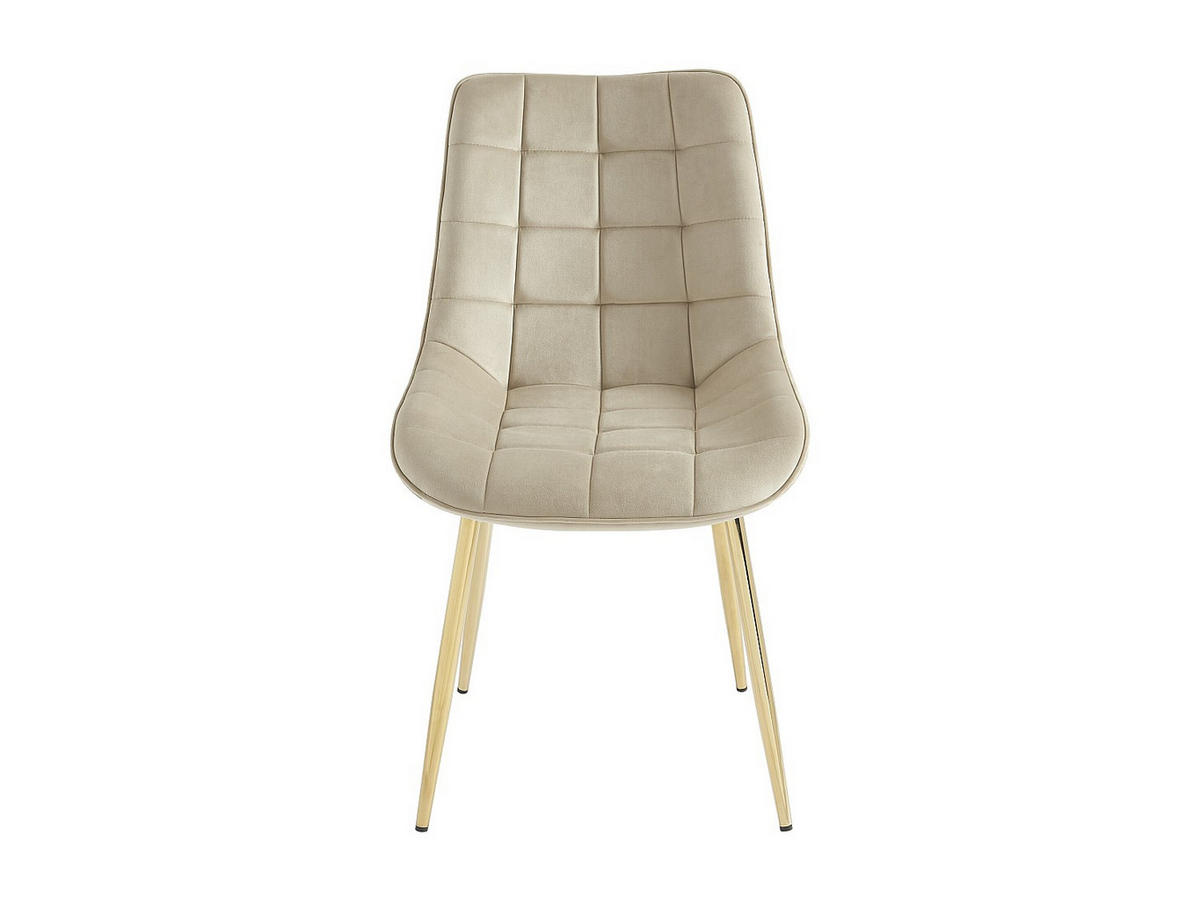 POLSTERSTUHL 2er-Set - Samt & goldfarbenes Metall - Beige - OLLUA - Beige, Textil (49.5/87/60cm) - Vente-Unique