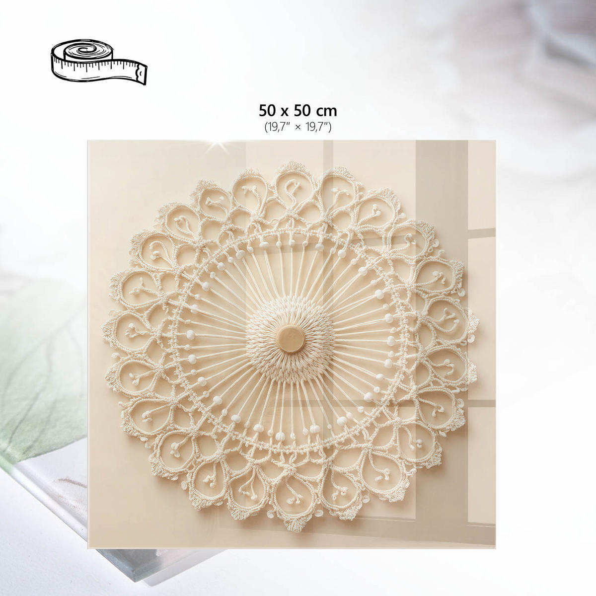TISCHPLATTE 50x50 cm – Makramee-Dekoration - Weiß, Glas (50/50/0.4cm) - Wallfluent