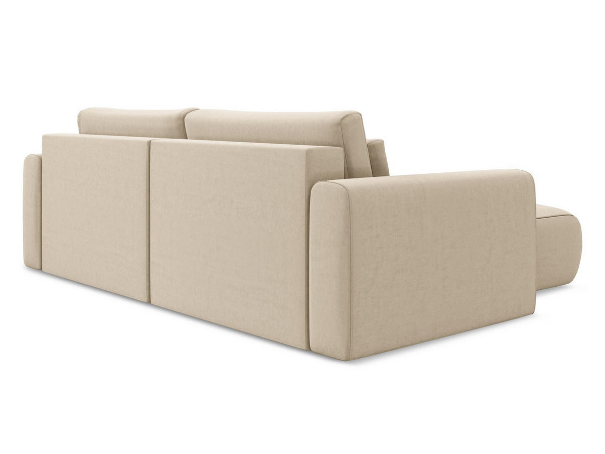 ECKSOFA mit Schlaffunktion Samt Stoff Beige - Beige/Creme, Kunststoff/Textil (149/240cm) - Makamii