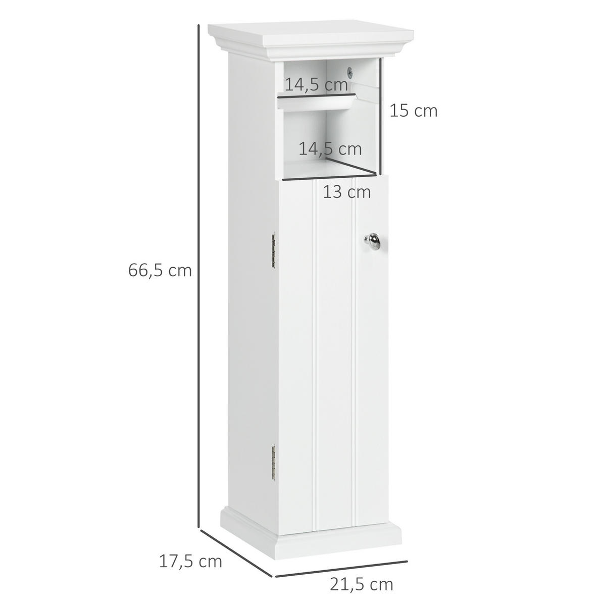 MIDISCHRANK DE-17300 integrierter Toilettenpapierhalter mit Schrank Weiß - Weiß, Holzwerkstoff (17.8/66.5/21.5cm) - ComfortXL