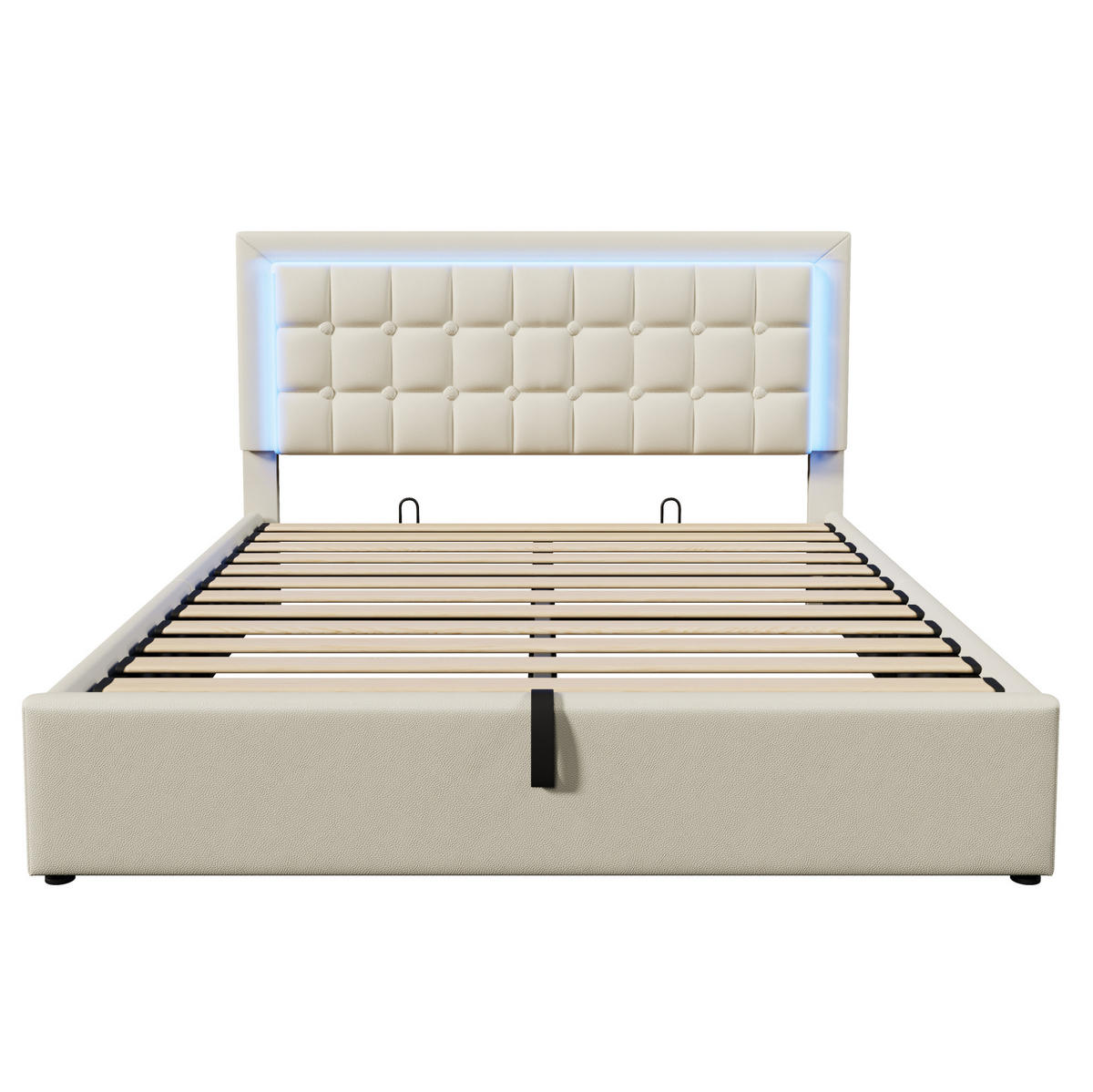 POLSTERBETT 140/200 cm Weiß aus PU mit LED und Stauraum - Weiß, Kunststoff (140/200cm) - OKWISH