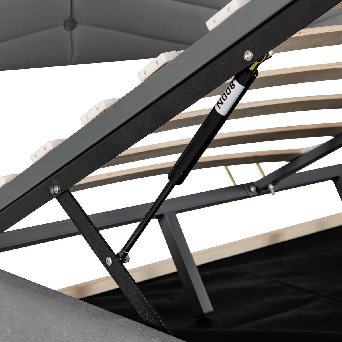 POLSTERBETT 160x200 Samt Hydraulisch Streifen Stil Grau - Grau, Textil (160/200cm) - FLIEKS