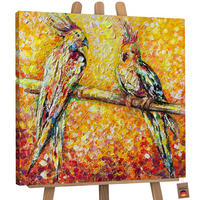 GEMÄLDE Papagei in der Sonne auf Keilrahmen 90x90 cm - Multicolor, Holz (90/90cm) - YS-art gallery