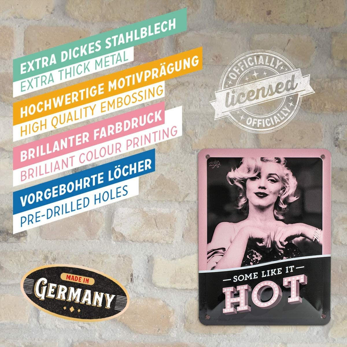 BLECHSCHILD 15/20 cm Celebrities Marilyn Monroe - Multicolor, Metall (15/20/0.5cm) - Nostalgic-Art