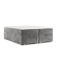 BOXBETT Reto 140/200 cm Grau im Lotta Stoff - Chromfarben/Grau, Holz/Holzwerkstoff (140/200cm) - AltaBeds