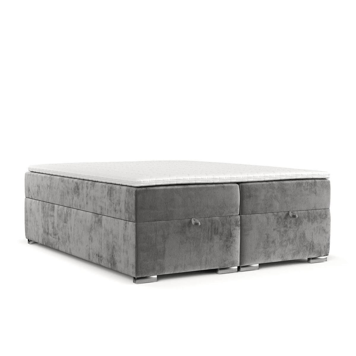 BOXBETT Reto 140/200 cm Grau im Lotta Stoff - Chromfarben/Grau, Holz/Holzwerkstoff (140/200cm) - AltaBeds