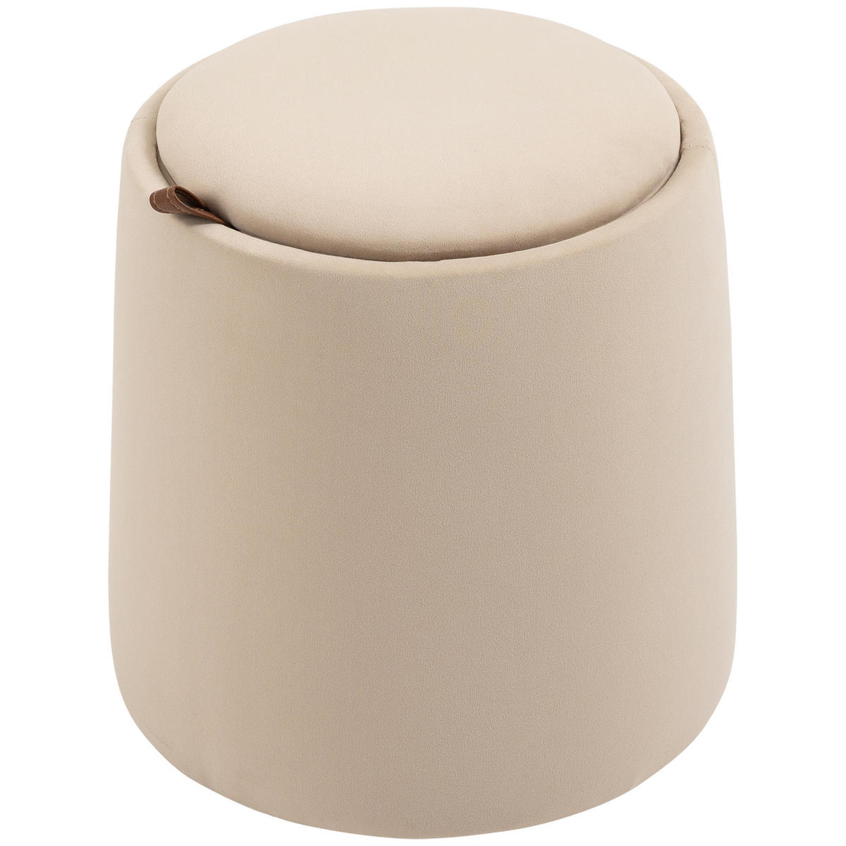 HOCKER DE-07235 mit Samtoptik, Stauraum und Wendedeckel Beige - Beige, Holz/Textil (44/47.5/44cm) - ComfortXL
