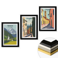 WANDBILDER 3er-Set - 20x30 cm Schwarzer Rahmen - Berglandschaften und Italien - Schwarz, Kunststoff (20/30cm) - ArtPrintCave