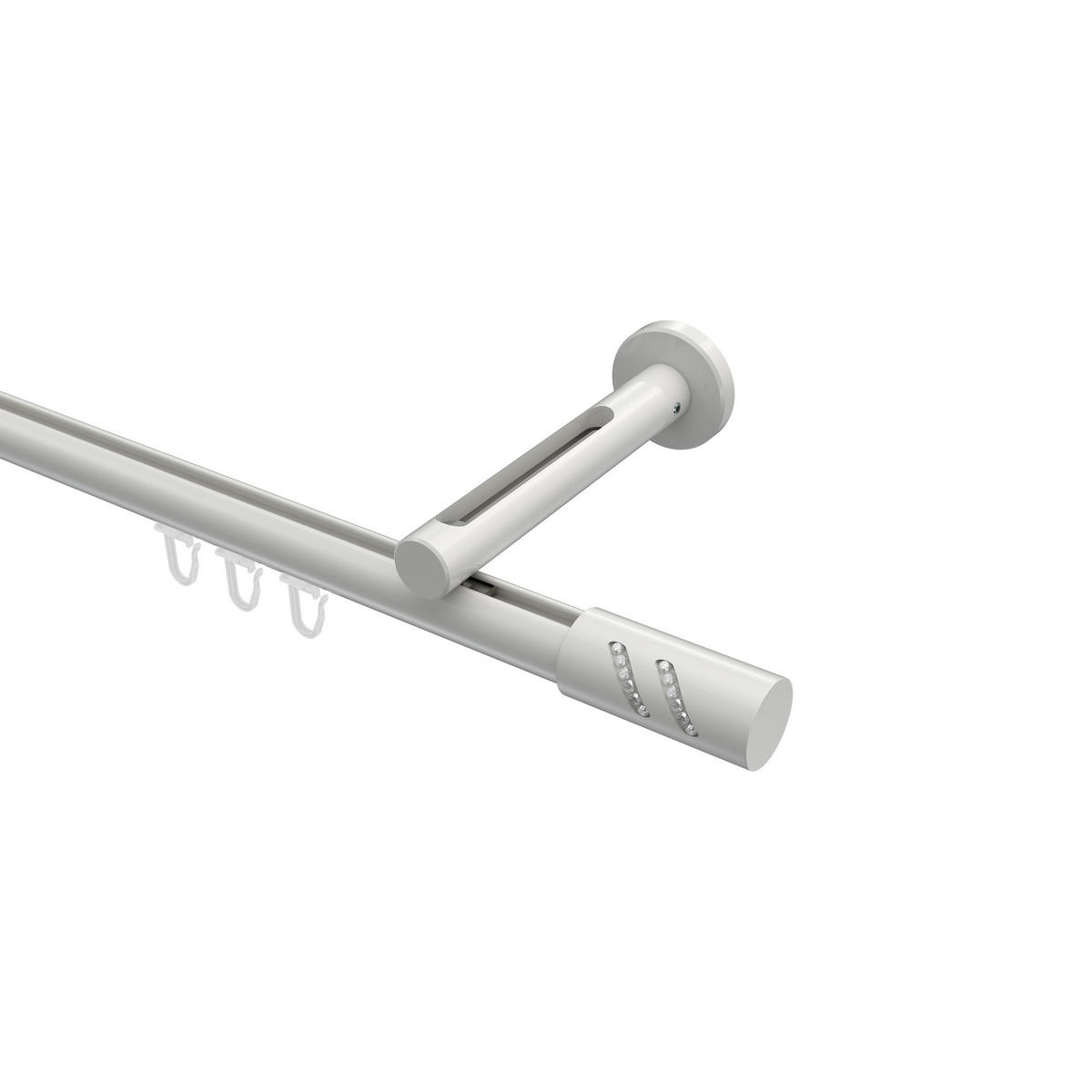 INNENLAUF-GARDINENSTANGEN-SET Siteno Zoena 260 cm (geteilt in 2 x 130 cm), 1-läufig, 20 mm Ø Weiß - Weiß, Metall (260cm) - INTERDECO