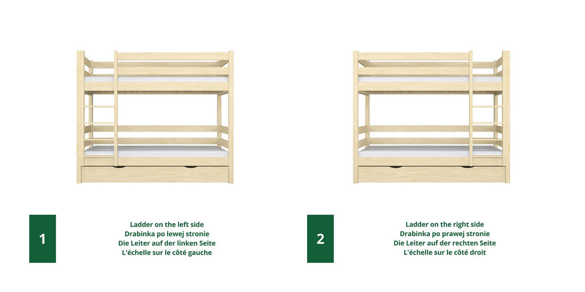ETAGENBETT N01 mit Matratzenschublade Klare Kiefer 80/200 - Hellbraun/Braun, Naturmaterialien/Holz (80/200cm) - N-Wood